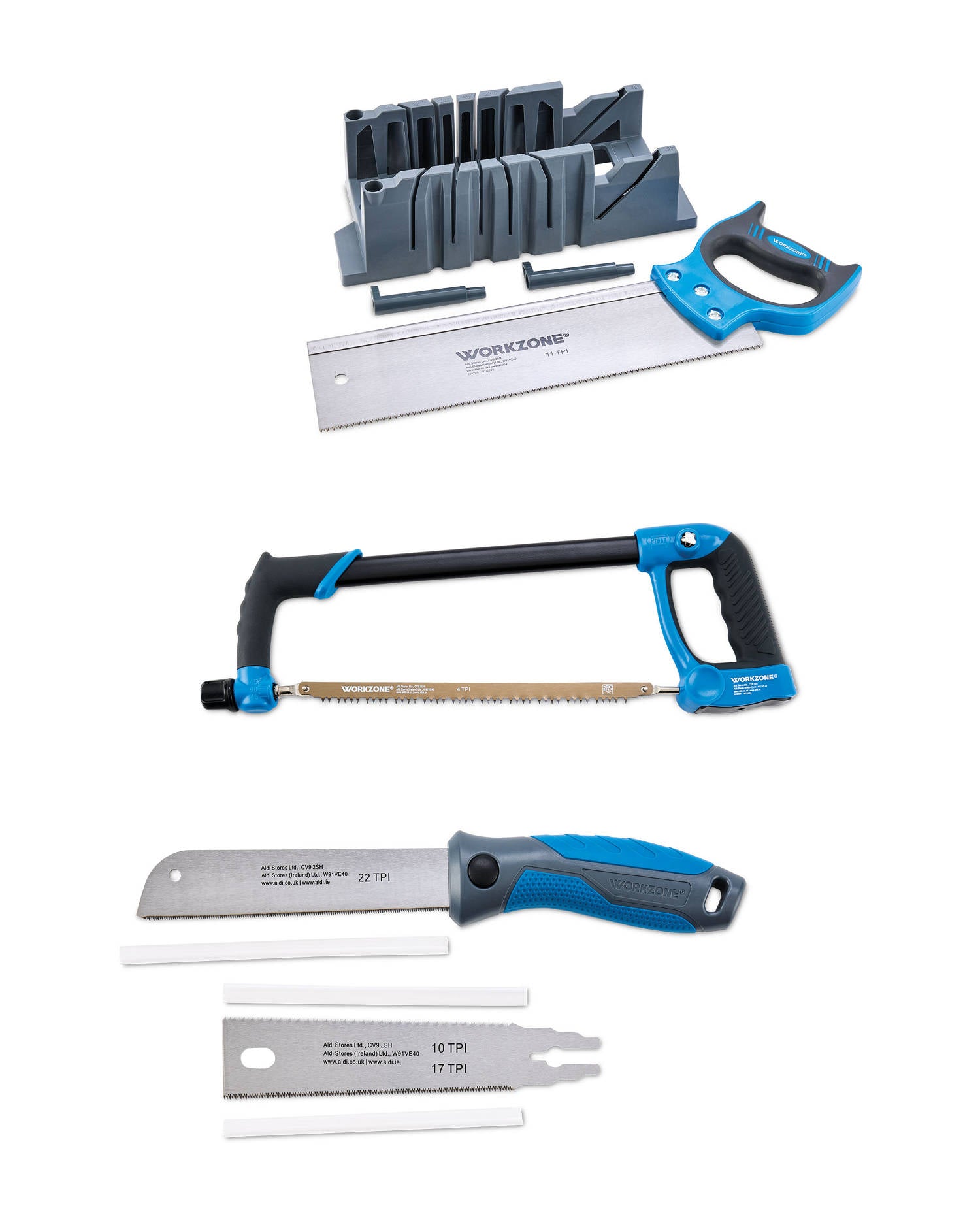 3 piece saw set with 300mm hacksaw and blades - British product