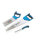 3 Piece Saw Set with Hack Saw, Wood and Metal Blades