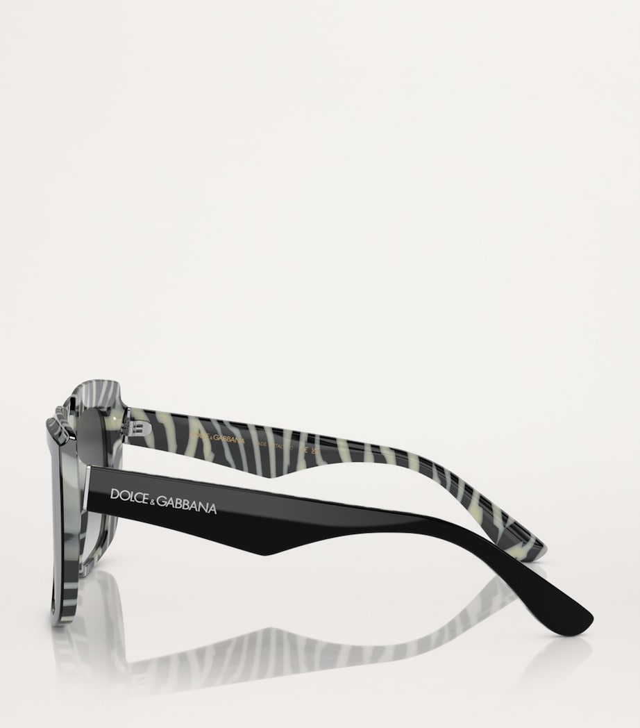 Dolce&Gabbana acetate square sunglasses with zebra tortoiseshell finish, imported from the UK