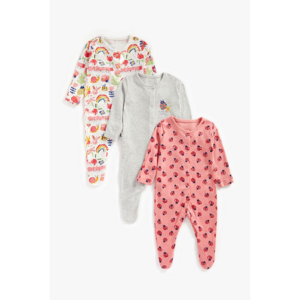 Baby Girl 3 Pack Sleepsuits