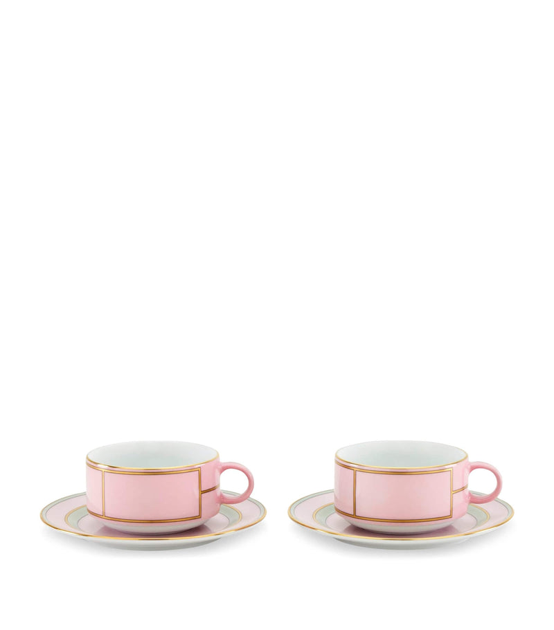 GINORI 1735 porcelain teacup and saucer set in Rosa, UK version