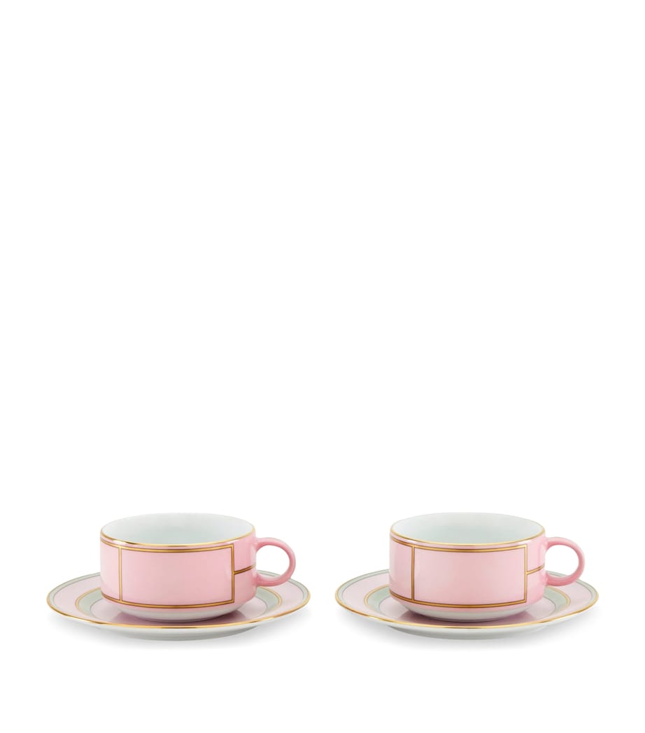 GINORI 1735 porcelain teacup and saucer set in Rosa, UK version