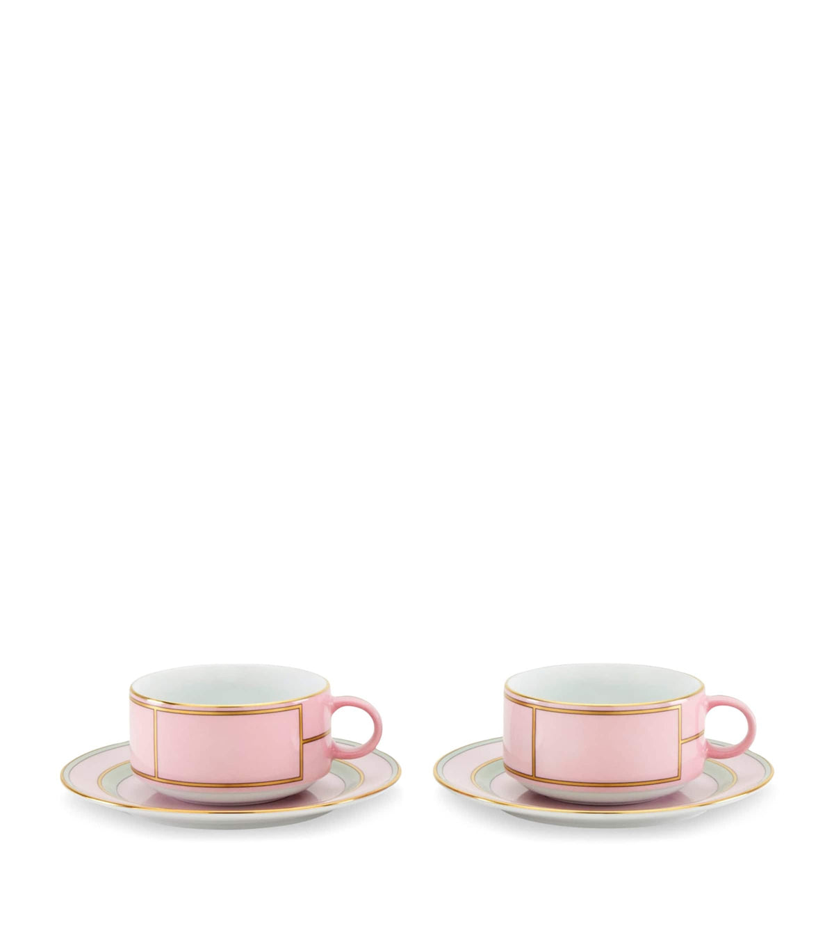 GINORI 1735 porcelain teacup and saucer set in Rosa, UK version