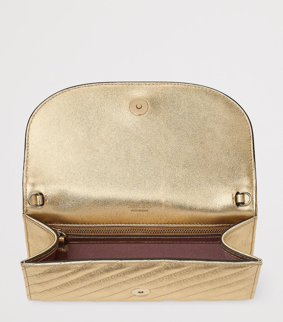 Jimmy Choo chain wallet metallic leather, imported from the UK