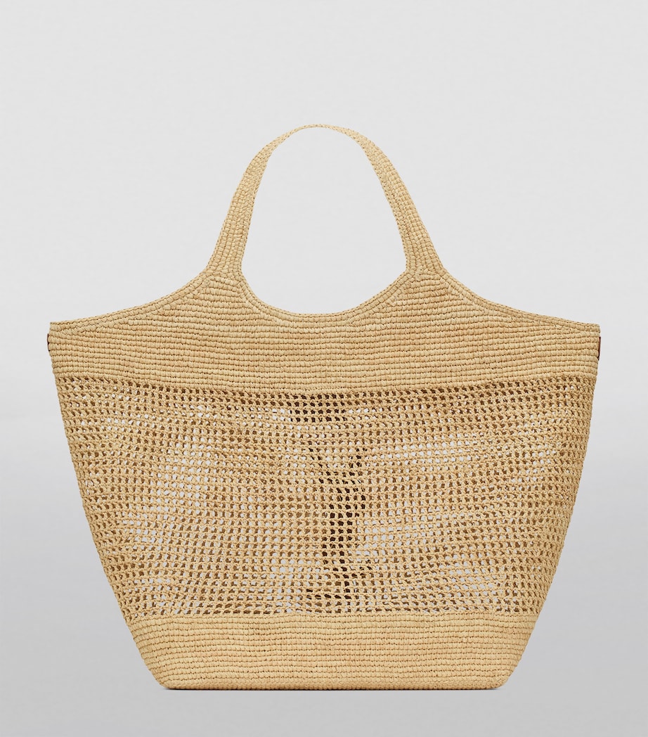 Saint Laurent Icare tote bag woven raffia gold-tone YSL emblem (British brand)