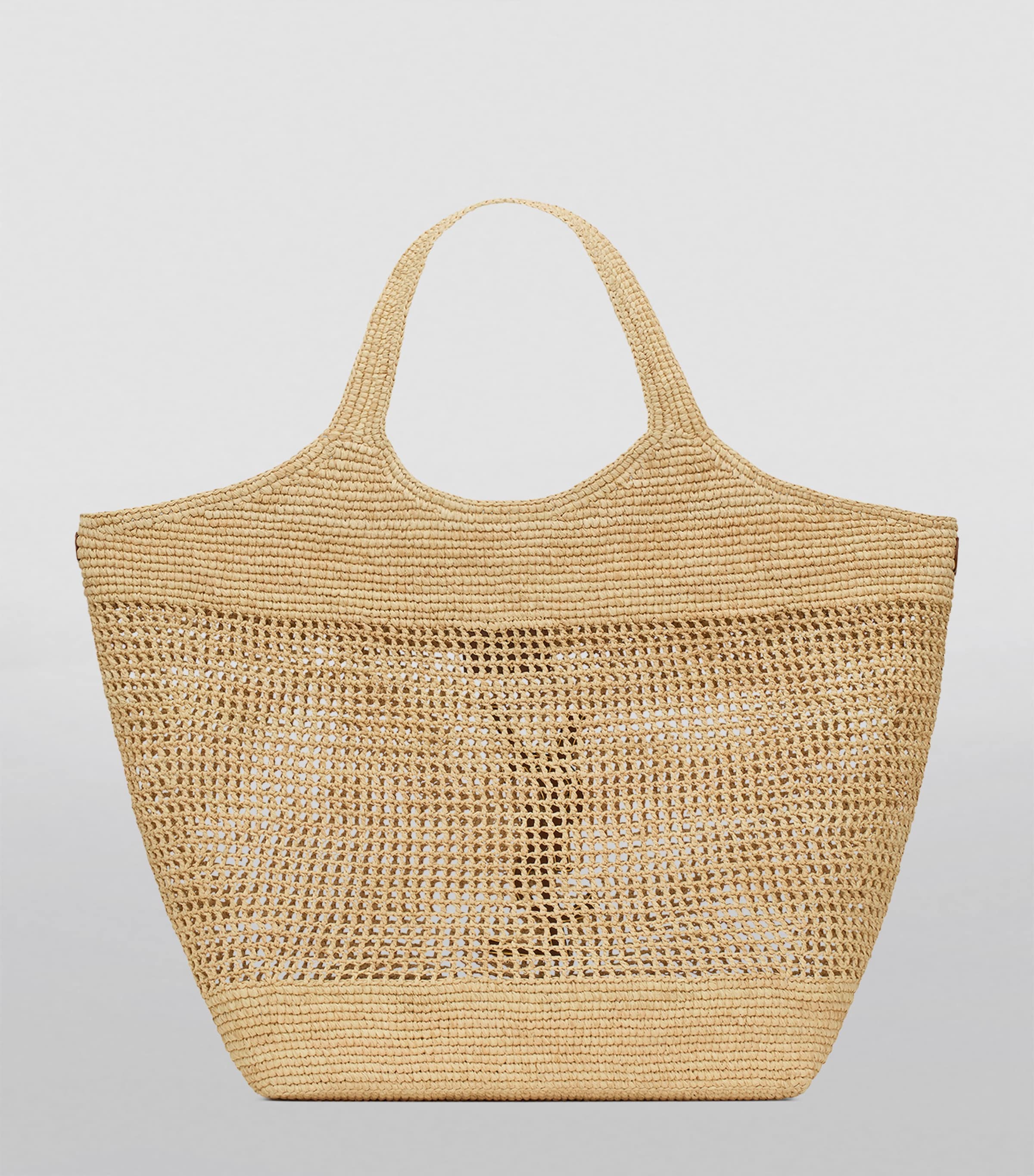 Saint Laurent Icare tote bag woven raffia gold-tone YSL emblem (British brand)