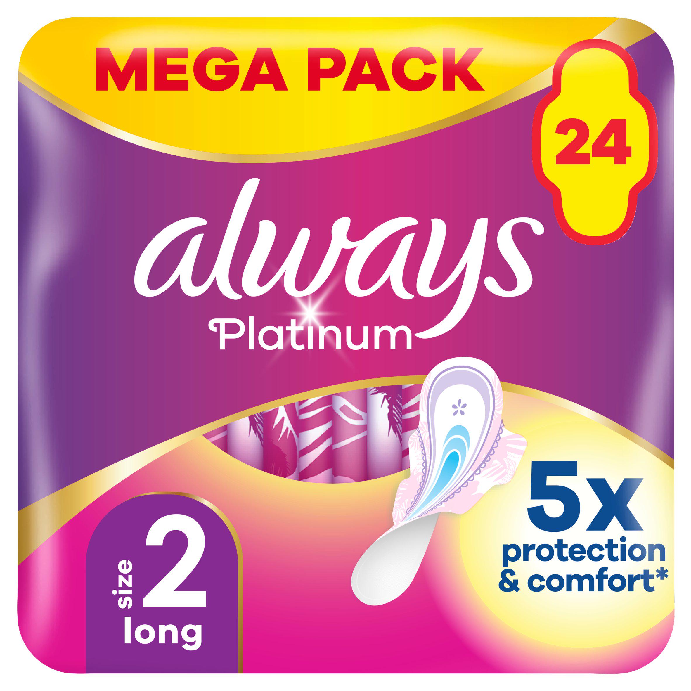 Always Platinum Long Plus (Size 2) Sanitary Towels Wings x24 GOODS Sainsburys   