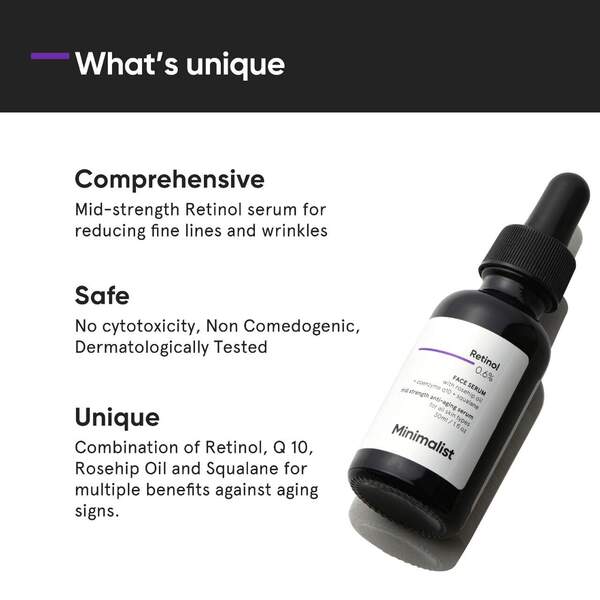 Minimalist Retinol 0.6% anti-aging face serum, imported from the UK
