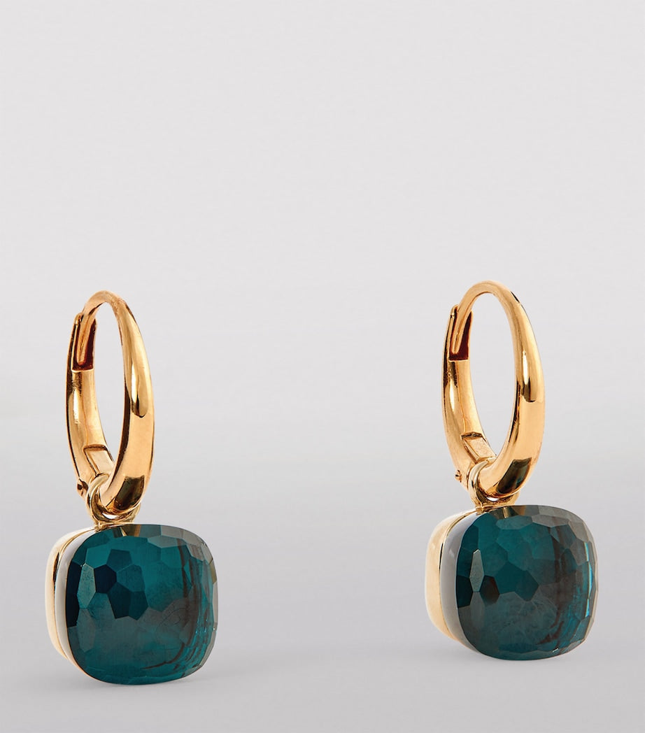 Pomellato Petit Nudo drop earrings blue topaz rose gold (British brand)