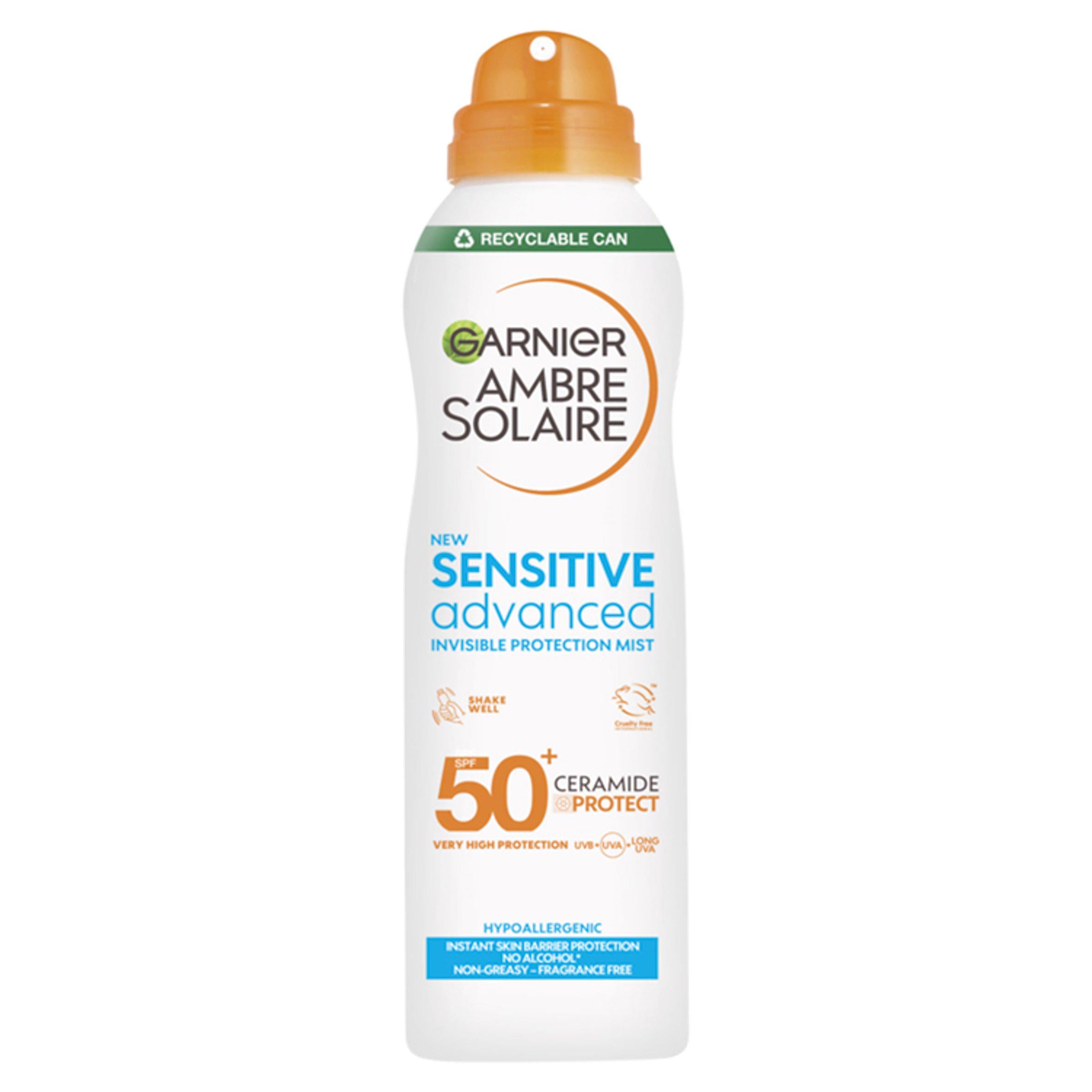 Garnier Ambre Solaire SPF 50+ Sensitive Advanced Dry Mist Sun Spray 150ml GOODS Sainsburys   