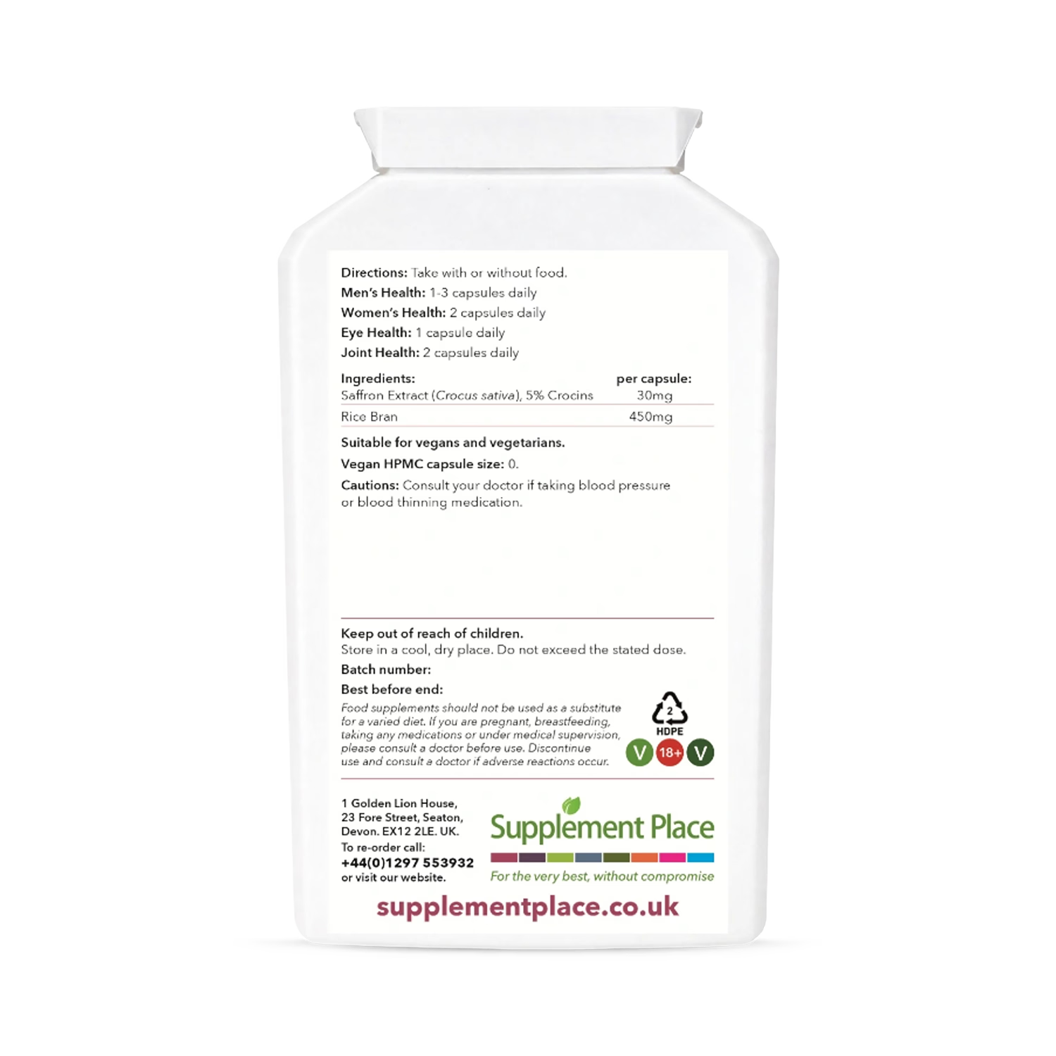 Supplement Place Saffron Extract supplement 30mg 120 capsules, imported from the UK