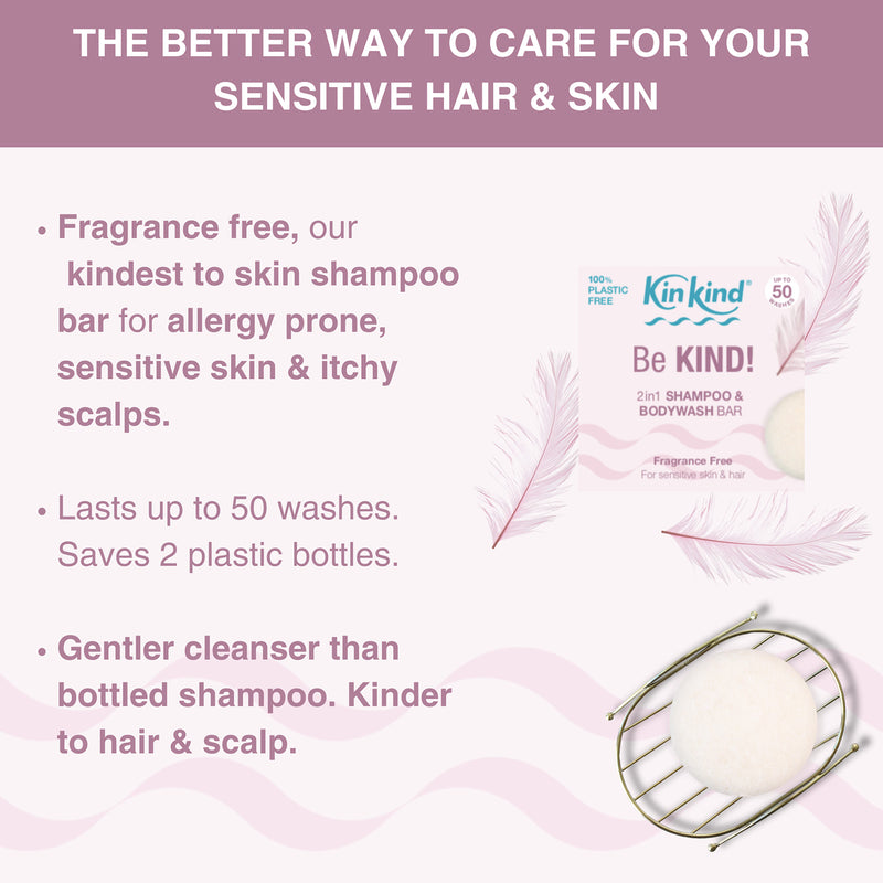 KinKind fragrance free shampoo bar 50g, imported from the UK