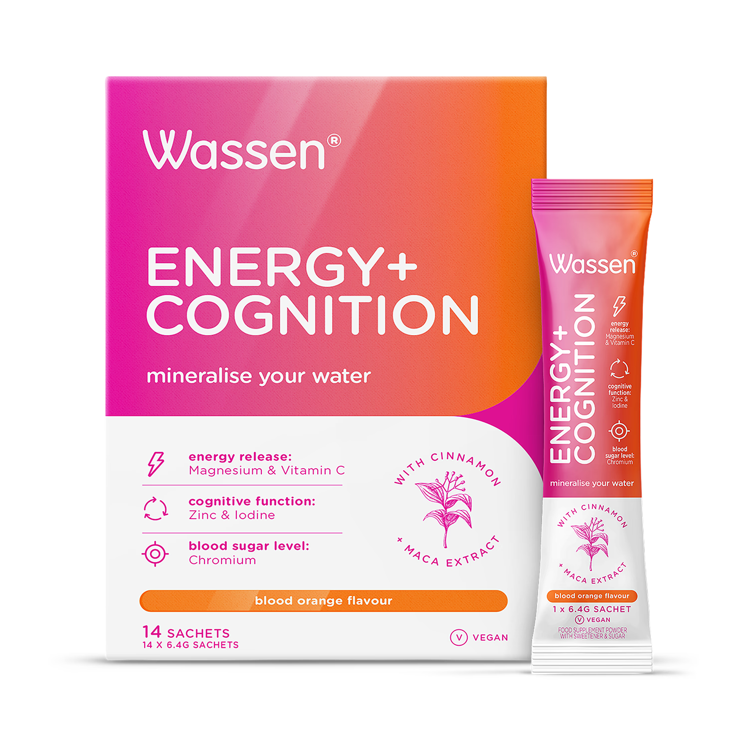 Wassen Energy and Cognition electrolyte powder 14 sachets (British brand)