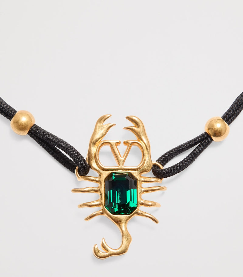 Valentino Garavani VLogo Scorpion bracelet gold-tone metal green gem, UK version