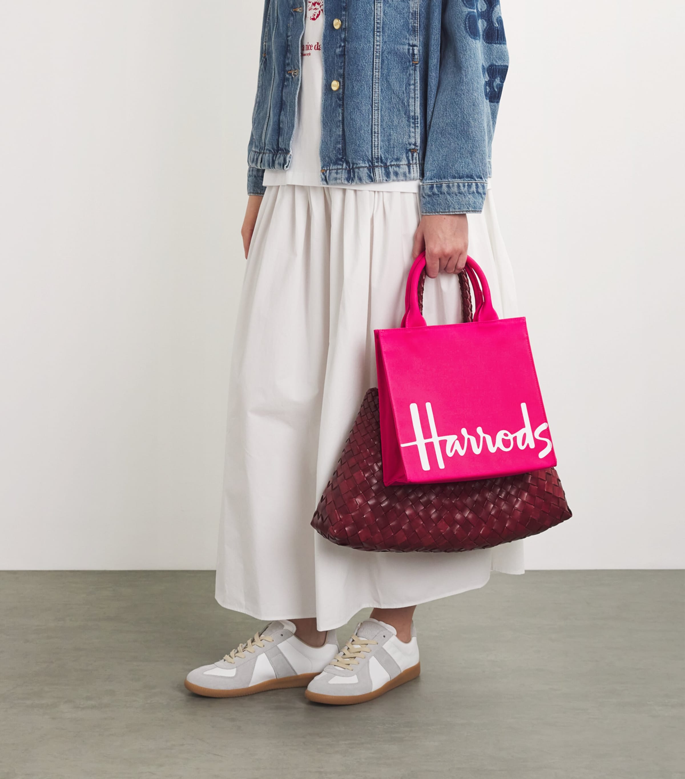 Harrods tote bag cotton logo magenta (British brand)