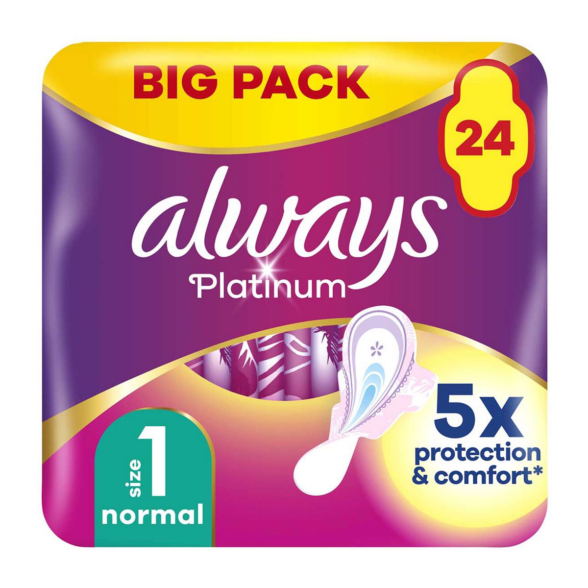 Always Platinum Normal Sanitary Towels With Wings 24 Pads GOODS Boots   