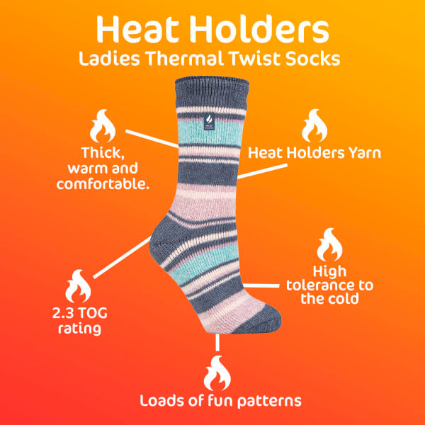 Heat Holders ladies thermal twist socks UK 4-8, UK version