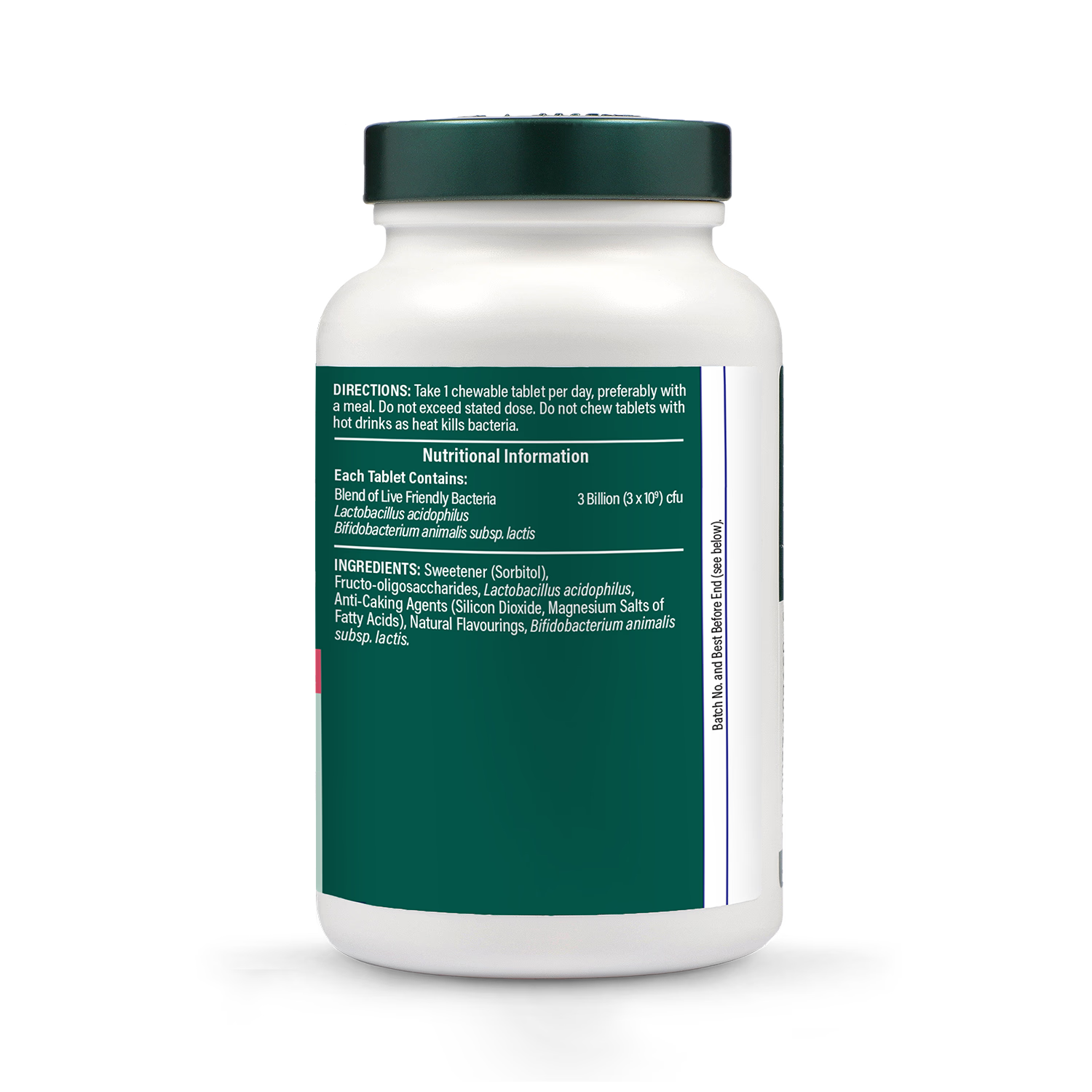 Holland & Barrett chewable Acidophilus Strawberry probiotic 120 tablets, UK version