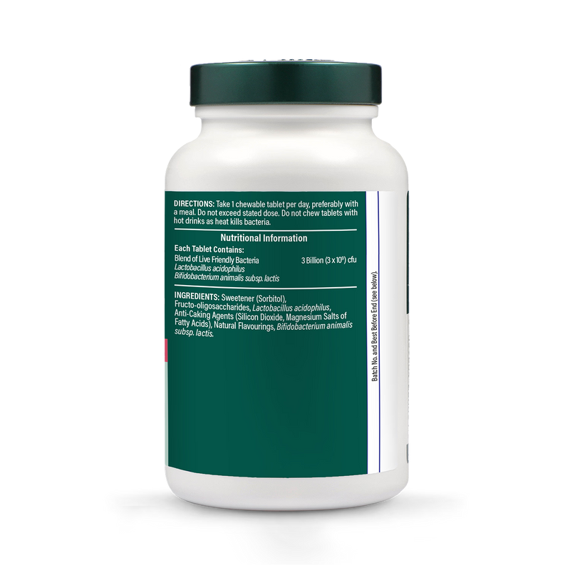 Holland & Barrett chewable Acidophilus Strawberry probiotic 120 tablets, UK version