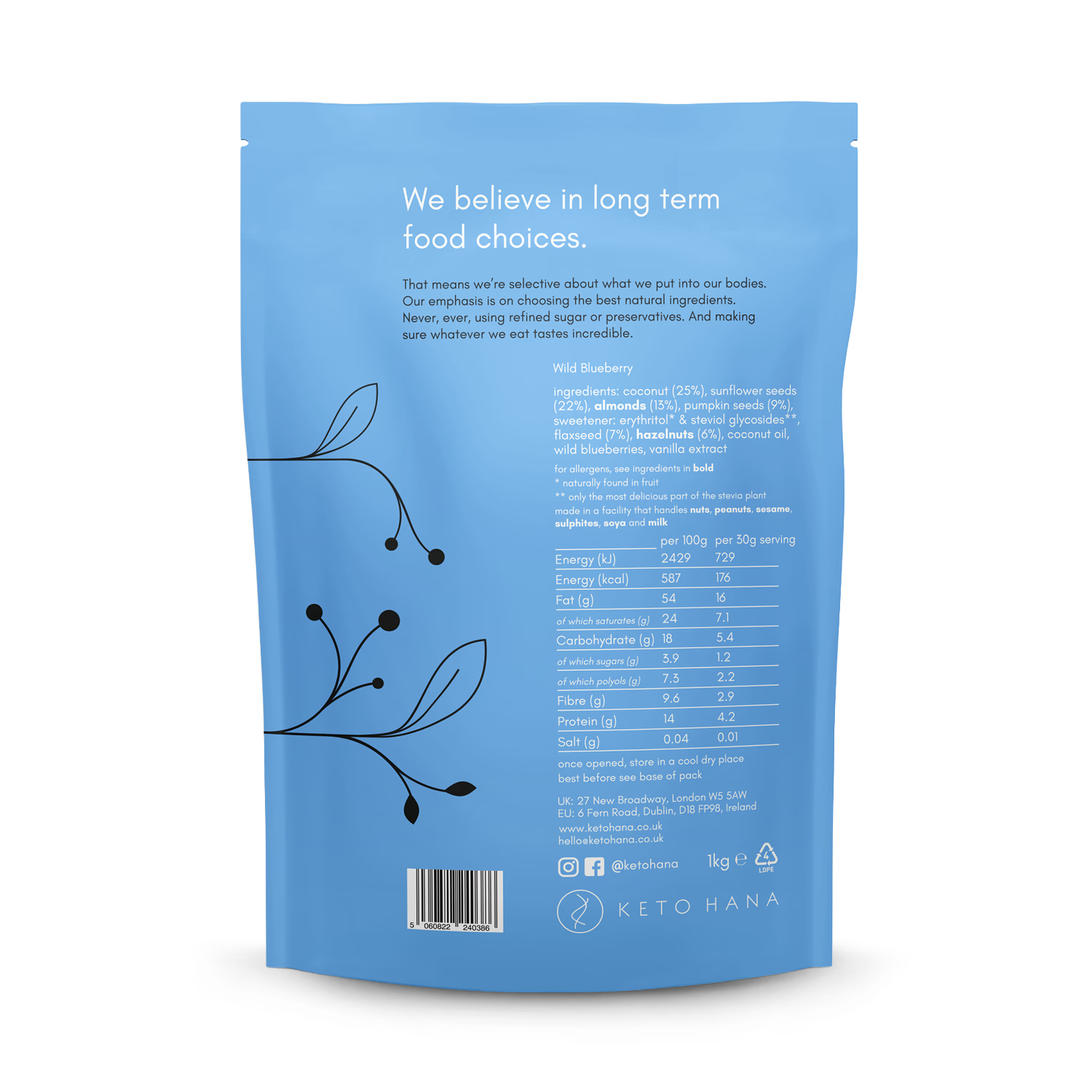 Keto Hana Wild Blueberry Granola 300g - British product