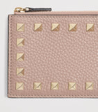 Valentino Garavani leather Rockstud card holder with card slots, imported from the UK