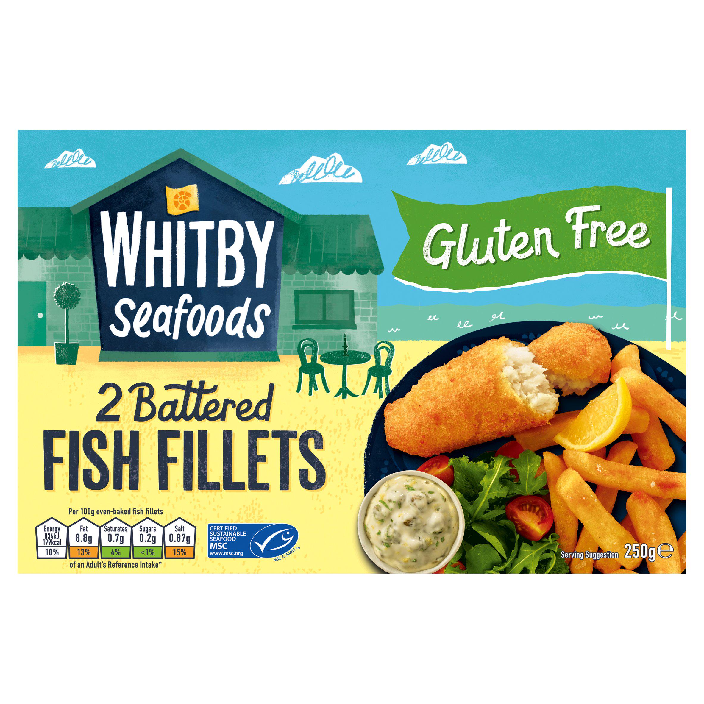 Whitby Seafoods Gluten Free Battered Fish Fillets x2 250g GOODS Sainsburys   