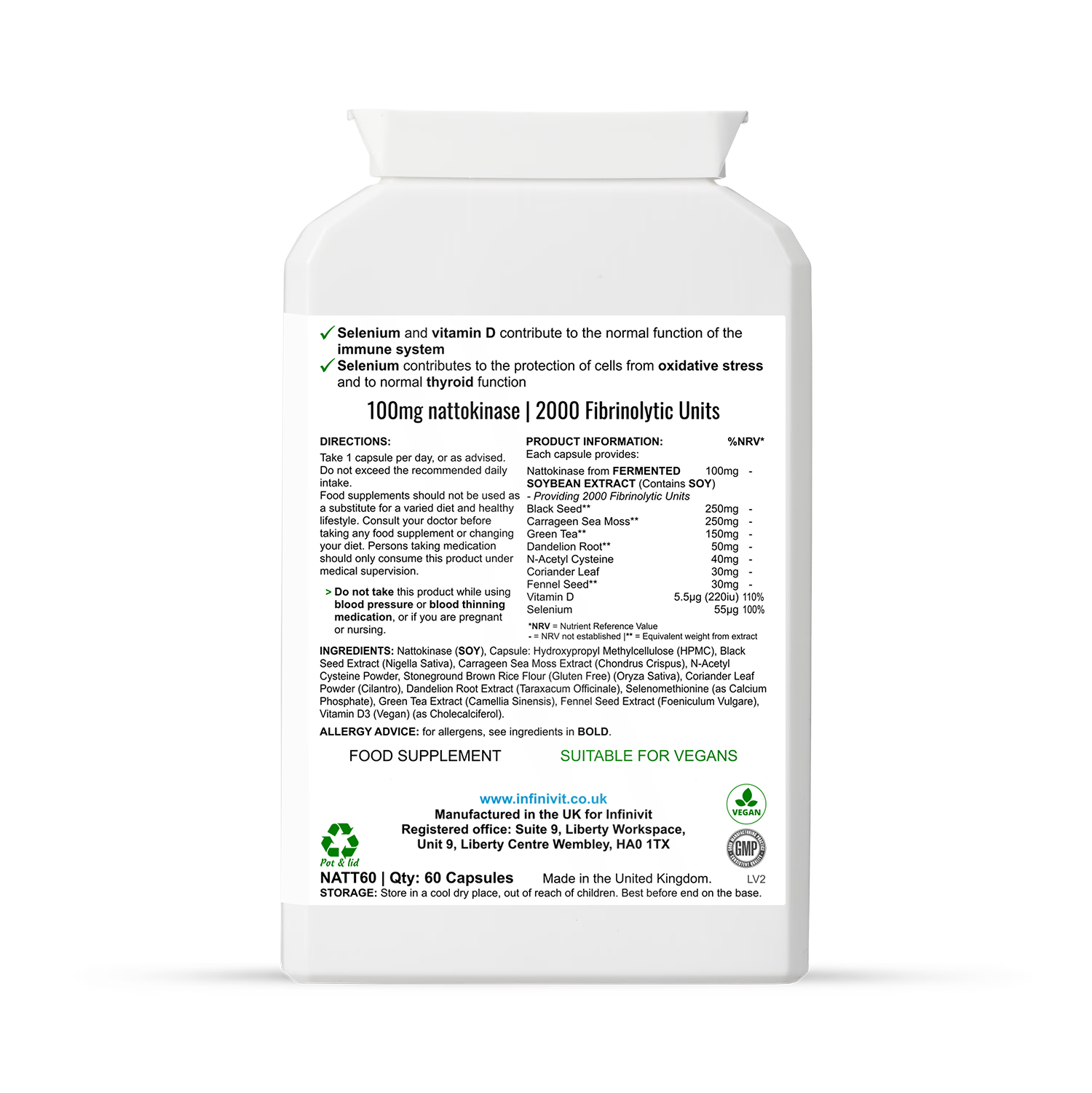 InfiniVit supplement NattoBotanica Fusion 60 capsules (British brand)