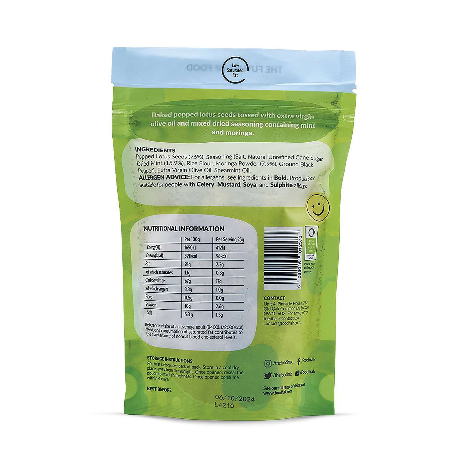 POPHAKS Minty Moringa Pophaks vegan snack - British product
