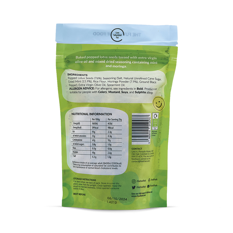 POPHAKS Minty Moringa Pophaks vegan snack - British product