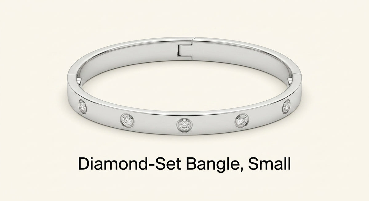 Cartier LOVE small 18ct white gold bracelet with 6 diamonds, UK version