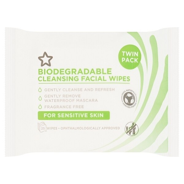 Superdrug Essential Cleansing Bio Face Wipes Sensitive Skin GOODS Superdrug 1EA  