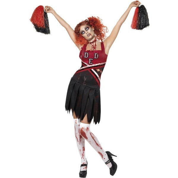Smiffys Horror Cheerleader costume with dress and pom poms (British brand)