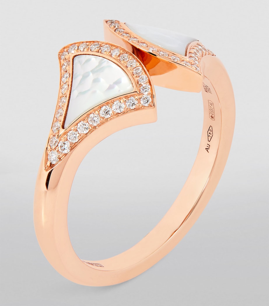 Bvlgari rose gold diamond mother of pearl ring (British brand)