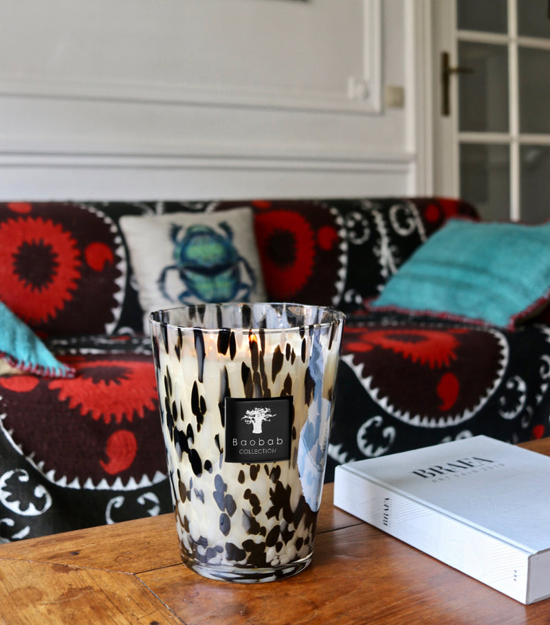 Baobab Collection black rose and ginger scented candle in glass holder, 24cm - British product