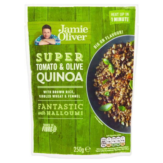 Jamie Oliver Microwave Ready to eat Tomato & Olive Quinoa 250g Pulses & beans Sainsburys   