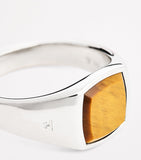 Tom Wood rhodium-plated sterling silver tiger eye ring, UK version