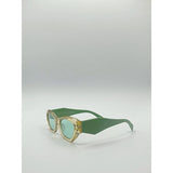 SVNX angular framed sunglasses brown green arms - British product
