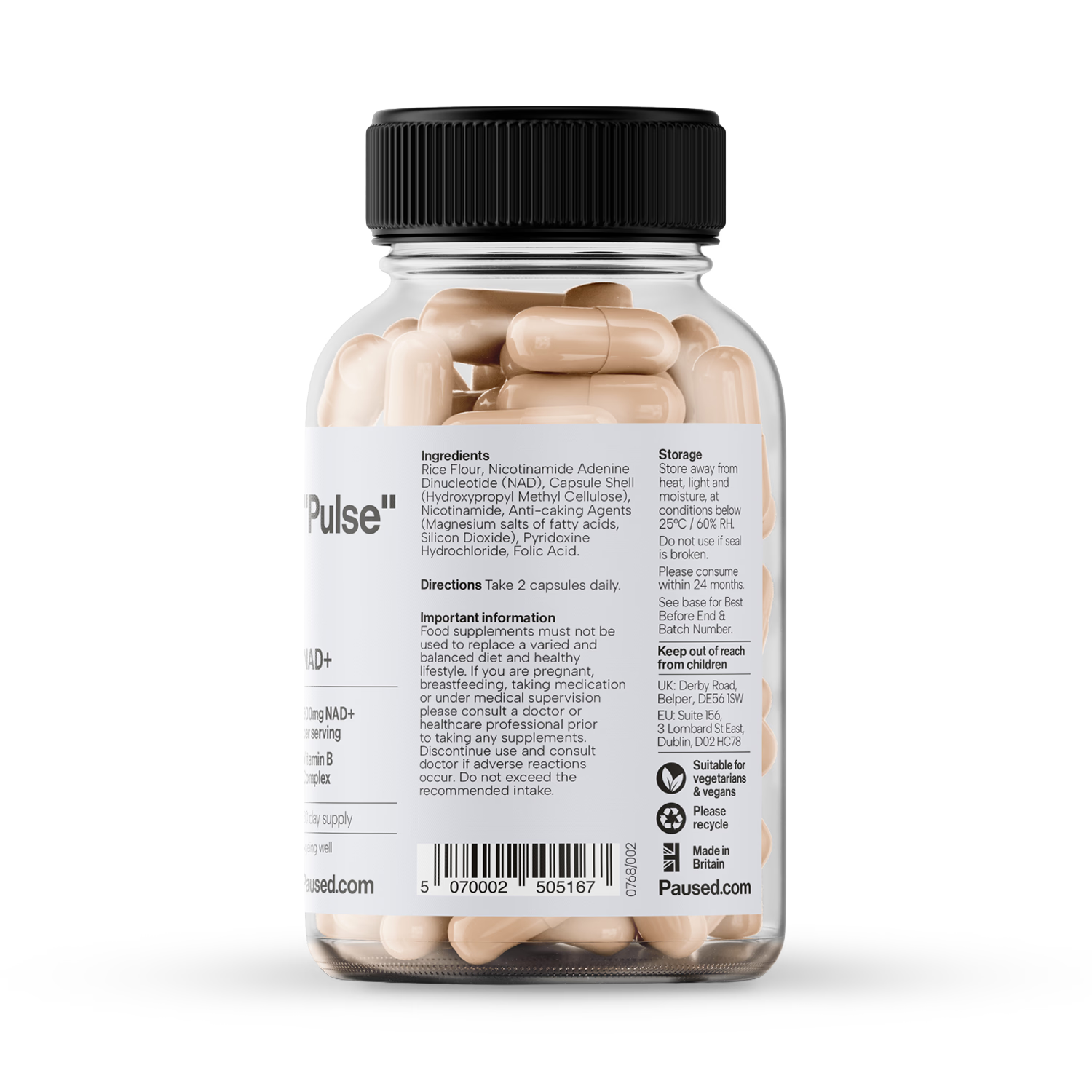 Paused NAD+ 300mg B vitamin complex 60 capsules, imported from the UK