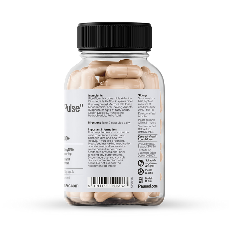 Paused NAD+ 300mg B vitamin complex 60 capsules, imported from the UK