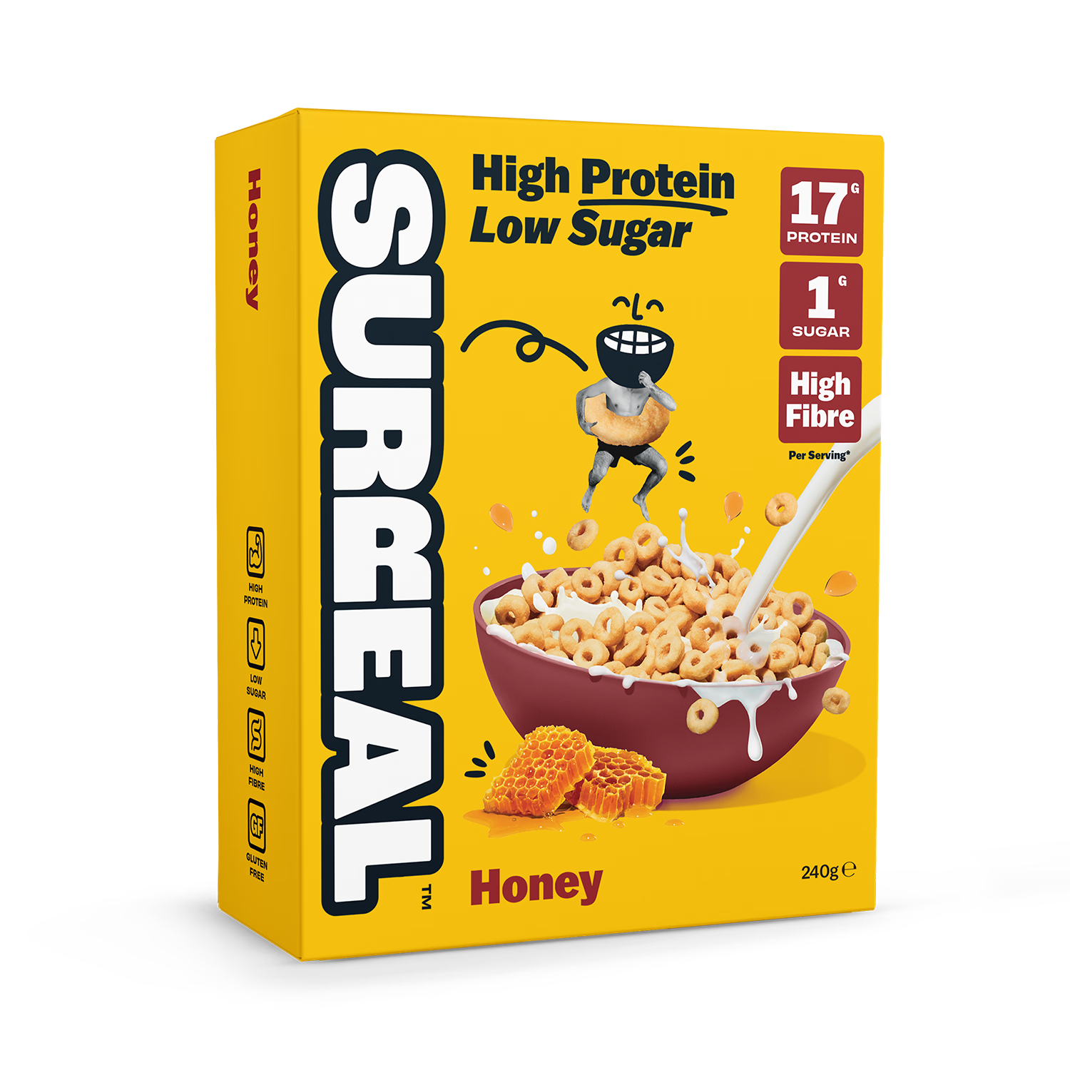 Surreal high protein cereal honey 240g, imported from the UK