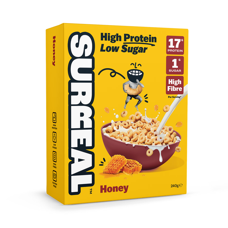 Surreal high protein cereal honey 240g, imported from the UK