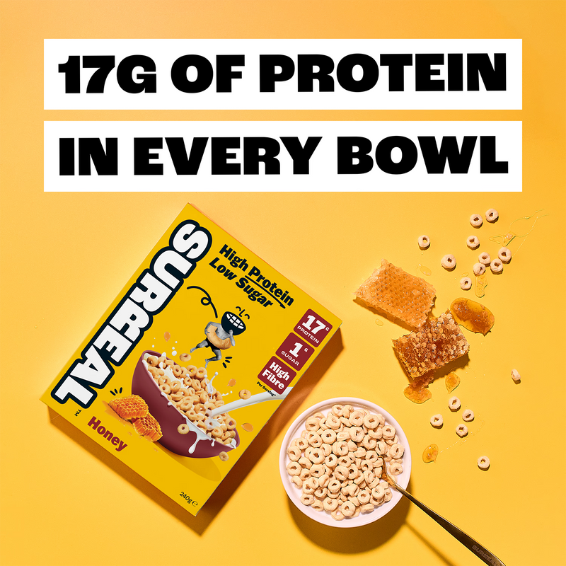 Surreal high protein cereal honey 240g, imported from the UK