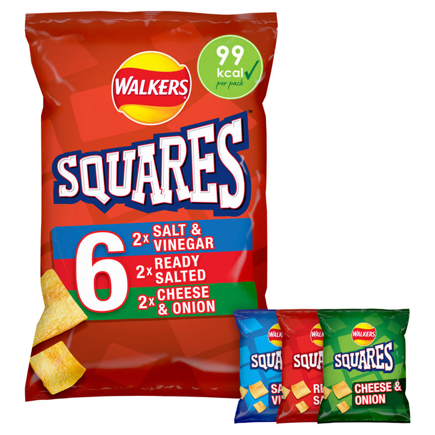 Walkers Squares Crunchy Variety Multipack Crisps GOODS ASDA   