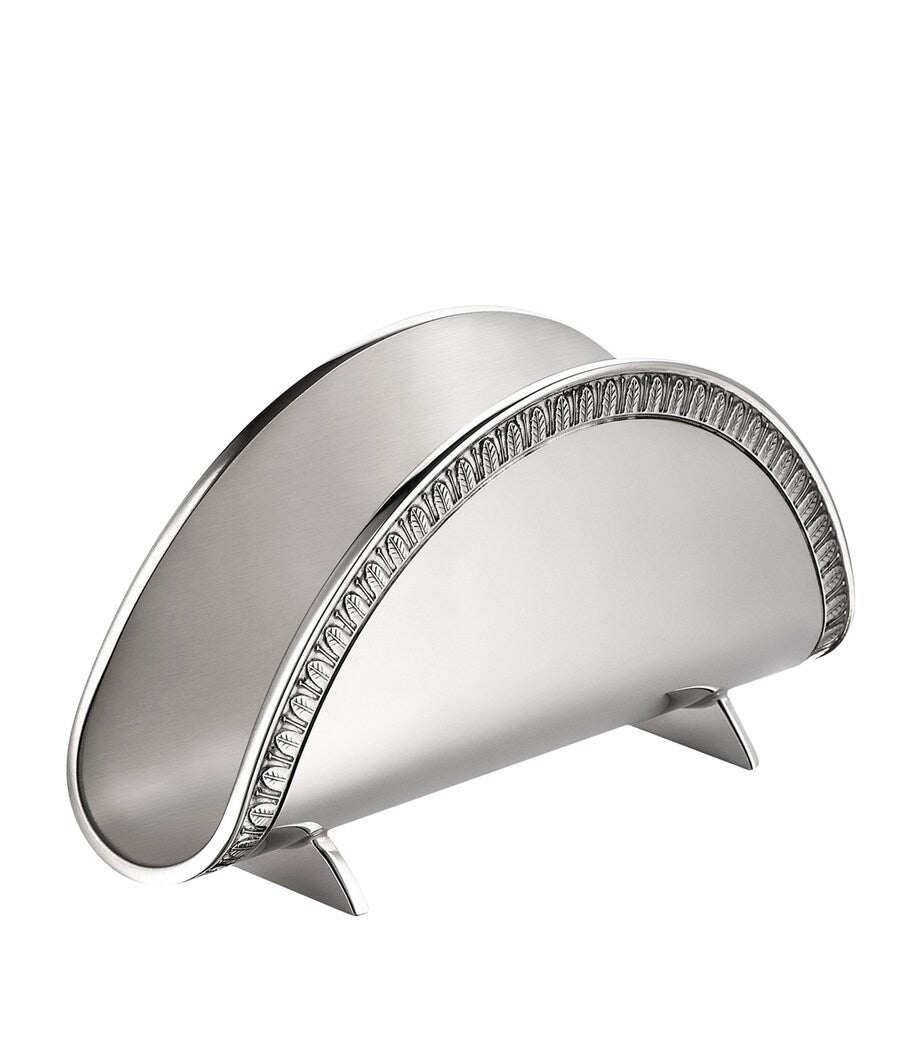 Silver-Plated Napkin Holder with Lotus and Palm Leaf Design