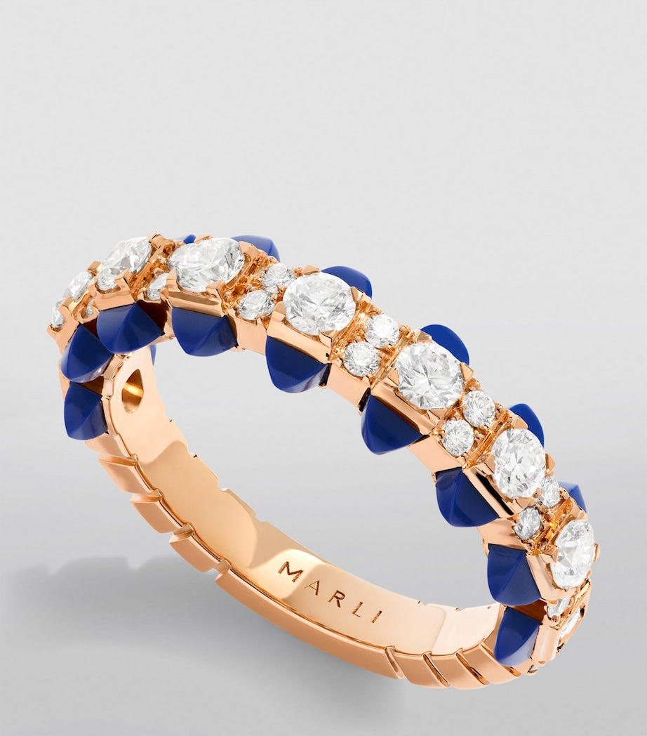 Marli New York rose gold diamond lapis lazuli Tip-Top ring, imported from the UK