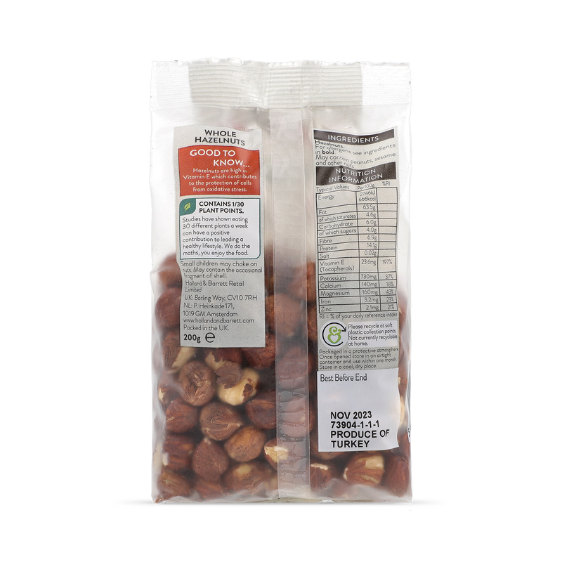 Holland & Barrett hazelnuts 200g, UK version