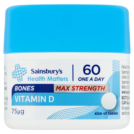 Sainsbury's Max Strength Vitamin D 75ugx60 bone & joint care Sainsburys   