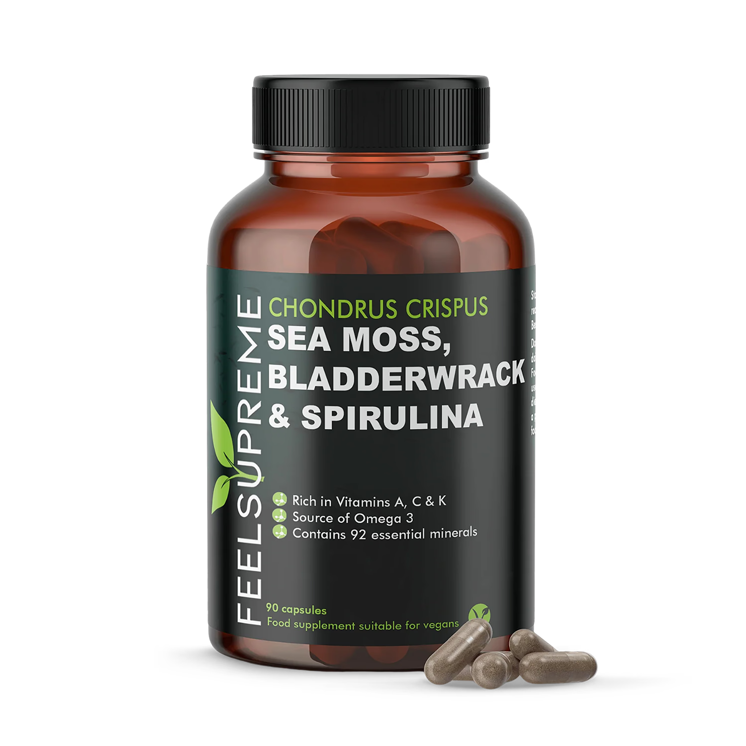 Sea moss bladderwrack spirulina supplement 90 capsules, UK version