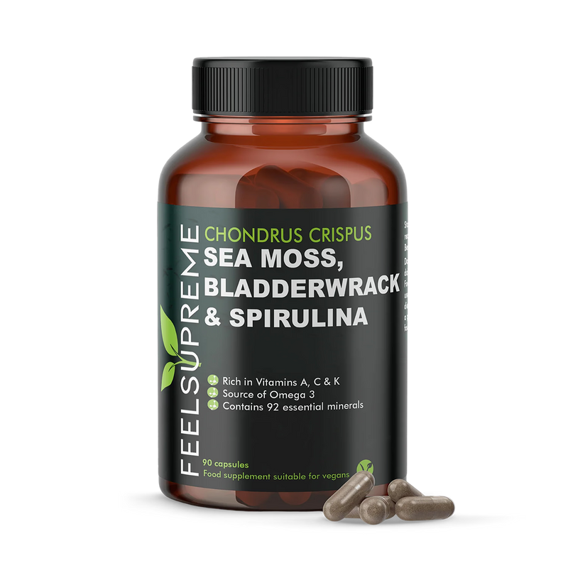 Sea moss bladderwrack spirulina supplement 90 capsules, UK version
