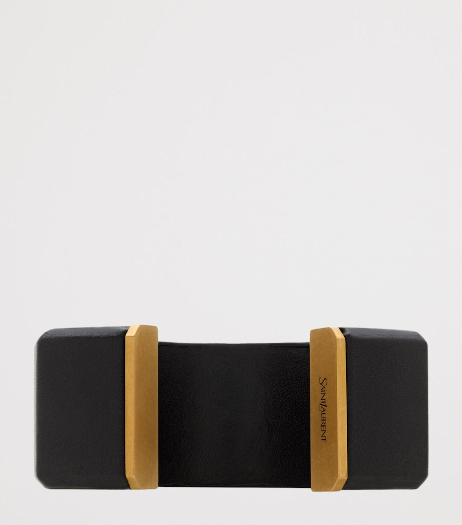 Saint Laurent leather cuff bracelet with gold-tone tip - British product